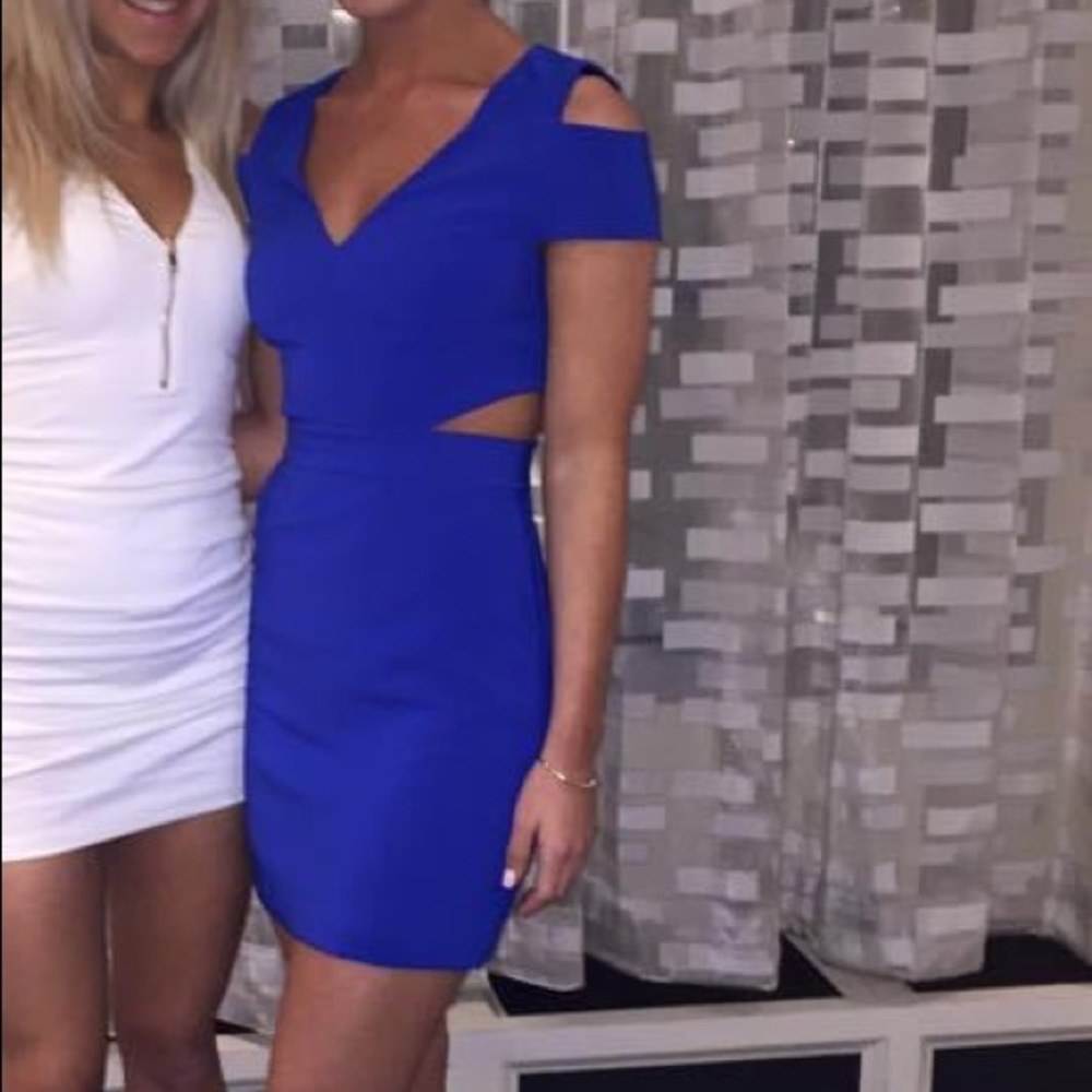 Bright Blue bebe Mini Dress with Cut-Outs Size XS